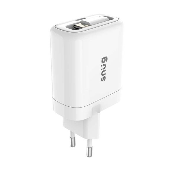 Snug 1 Port PD Charger With Retractable Cable 25W - White