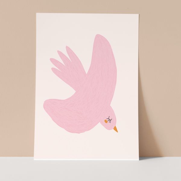 Pink Bird Wall Print