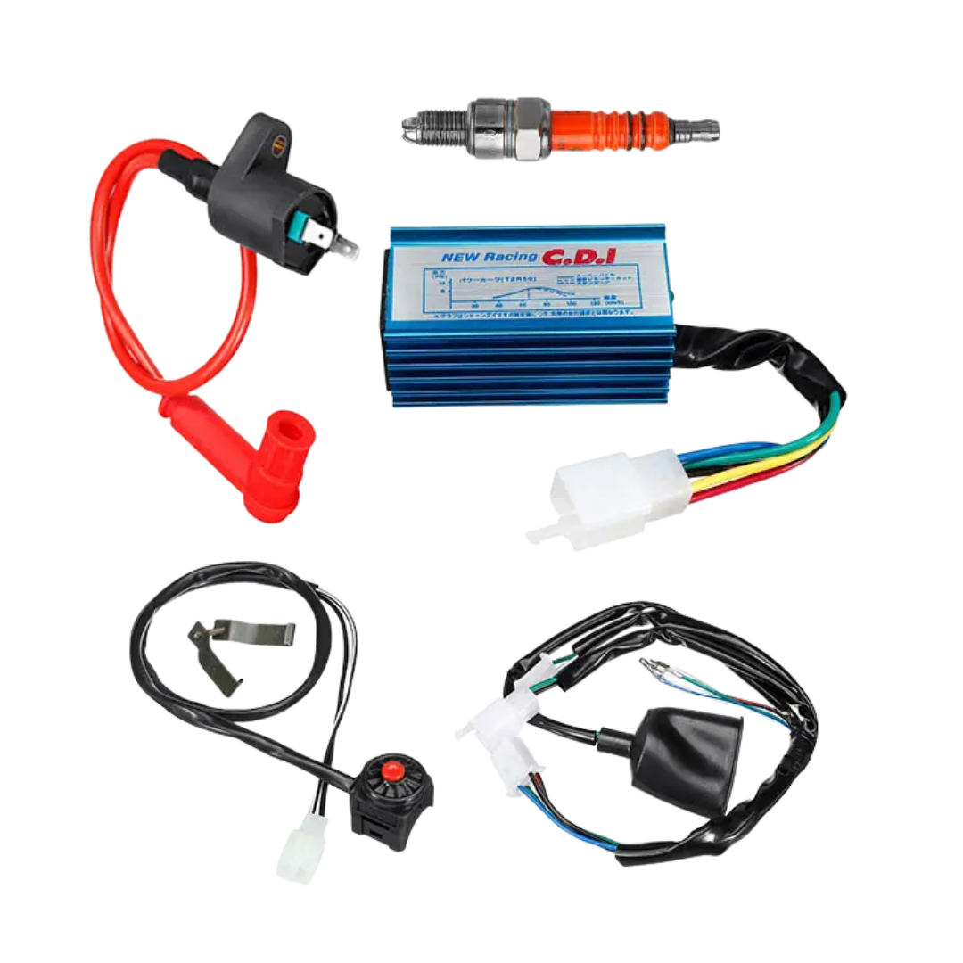 Motorcycle CDI Ignition Coil Wiring Harness Starter Switch/Sparks Plug
