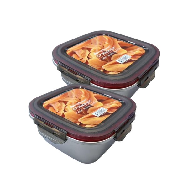 2PCS-Stainless Steel Lunch Box with BPA-Free Lid - 1200ml