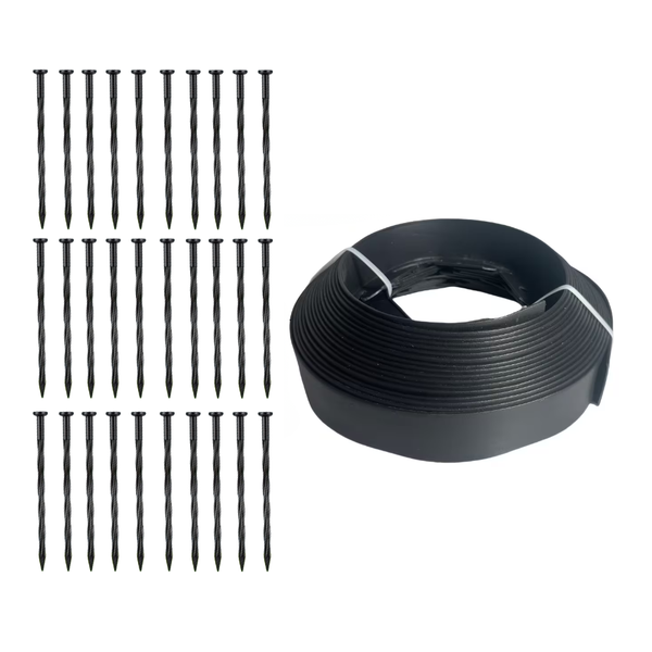 Bestby - Garden Lawn Edging Border Roll with 30 Ground Spikes