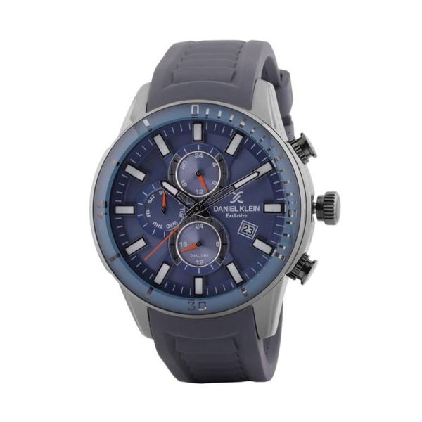 Daniel Klein-Mens Grey Rubber Strap Watch-DK113313-7