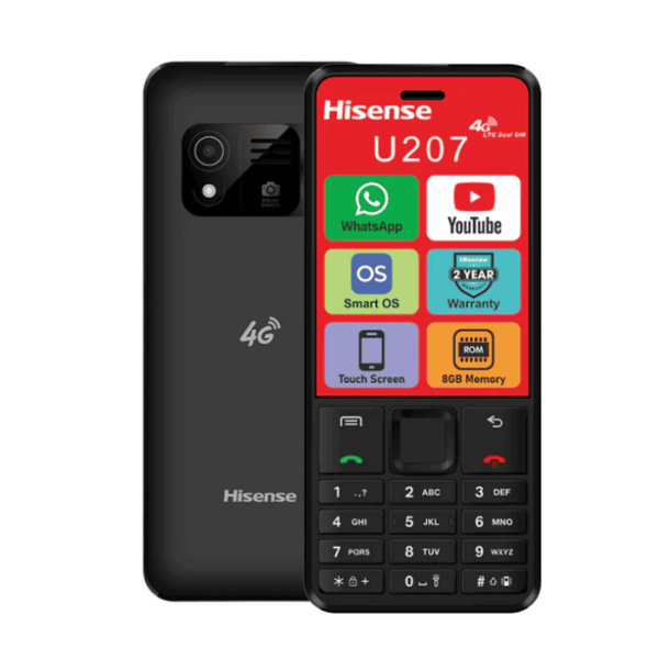 Hisense U207 4G 8GB Dual Sim With WhatsApp Vodacom Network Locked - Black