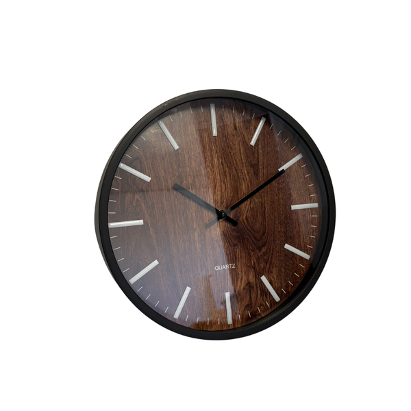 3D Wood Look Wall Clock 30cm - Rustic Home Decor, Quartz Movement