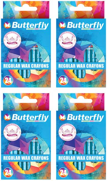 Butterfly Crayons - Wax (24) Regular X4