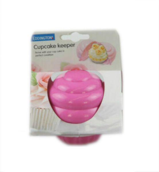 Eddingtons Plastic Cup Cake Cupcake Keeper Lunch Box Holder Storage - Pink