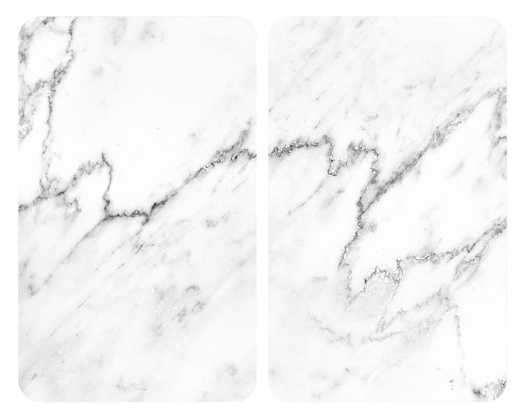 Wenko - Hob Cover Plates - 2Pc Universal Marble-Effect Glass - 30X52Cm