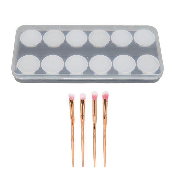 24 Grid Nail Art Color Palette Detachable Manicure with 4 Nail Brushes