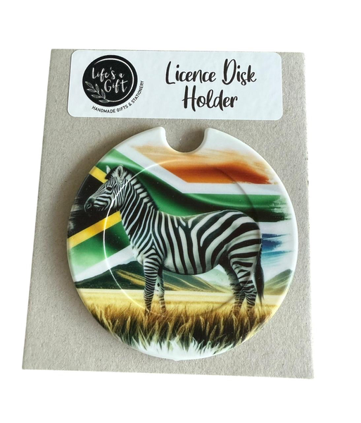Licence Disk Holder - South Africa Wild Zebra in Field