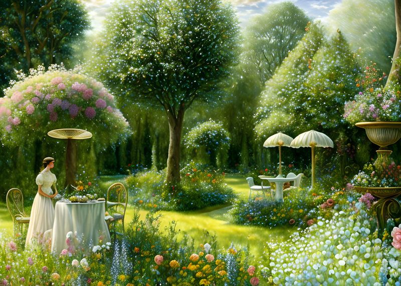 Canvas Wall Art - Romantic Summer Garden Artwork