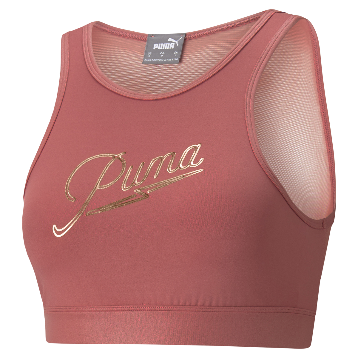 Puma Women's Moto Top Q4 Training Sports Bra - Mauvewood/Motto