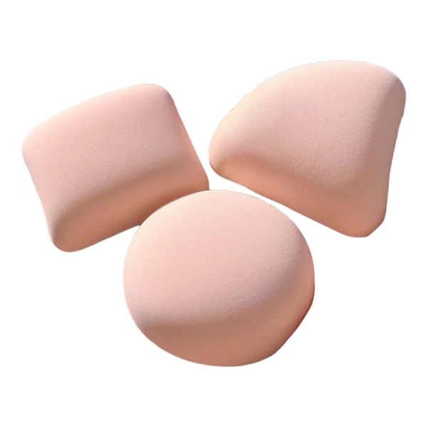 3 Piece Irregular-Shaped Thick Makeup Powder Puff Set - Pink