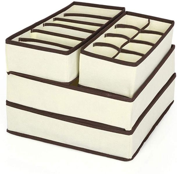 Beige Foldable Closet Underwear Organizer( 4 Piece Set)