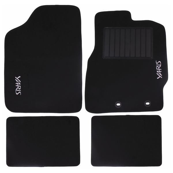 4-Piece Carpet Set Compatible with Toyota Yaris (Black)