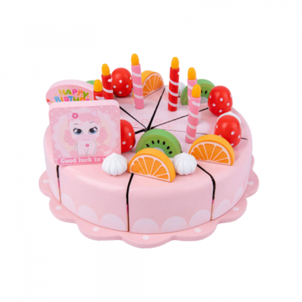 Girls Pretend Play Simulation Wooden Cake Toy - Pink