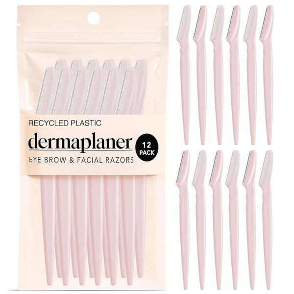 QYNIAL Eyebrow, Dermaplane Razor - 12 Pieces Exfoliating Facial Razors