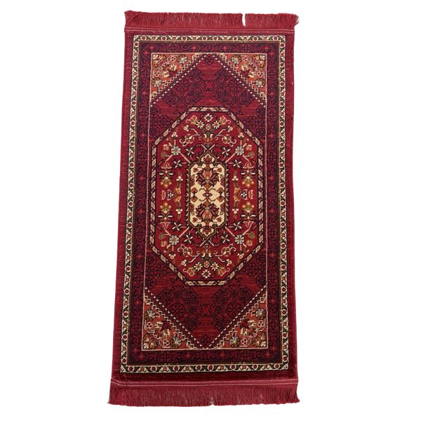 Red Persian Machine Made Bedside Small Runner Rug - 100 x 50 cm