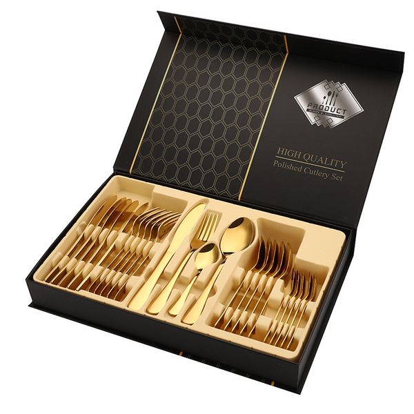 Stainless Steel 24 Pieces Gold Cutlery Set