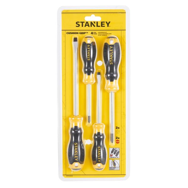 Stanley 4 Piece Cushion Grip Parallel Flared Phillips Screwdriver Set