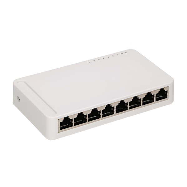 Portable 8-Port Gigabit Switch for 1000Mbps Networks with Power Cable