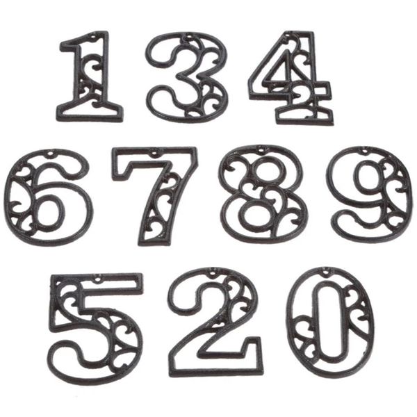 Home Garden Decor 10 piece 0-9 Cast Iron House Door Number Plate (8.5cm)