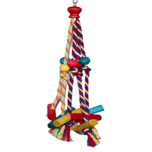Parrot Chewing Cotton Rope Colored Beads Wooden Block Toy
