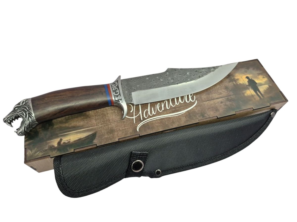 Wolf Engraved Fixed Blade Hunting Knife | Shop Today. Get it