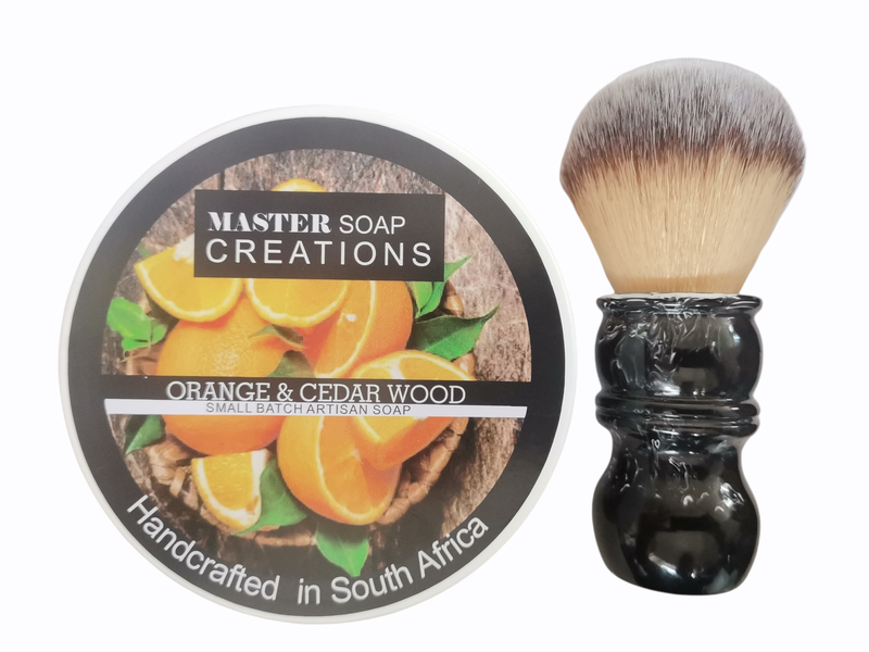 Shaving soap &amp; shaving brush combo Orange Ceder wood