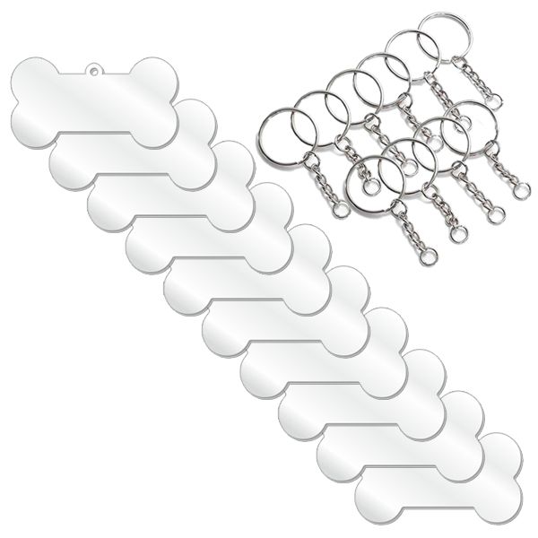 Dog Bone Clear Acrylic Blank Keyring with Keychains