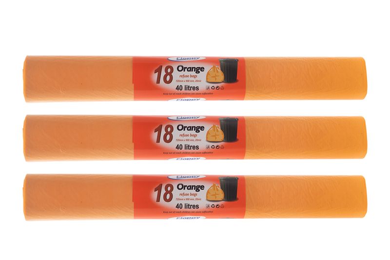 Bin Bags Orange Recycling 18s - 3 Pack