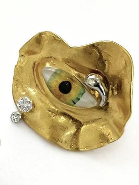 Open Ring with Realistic Human Face and Eye Design