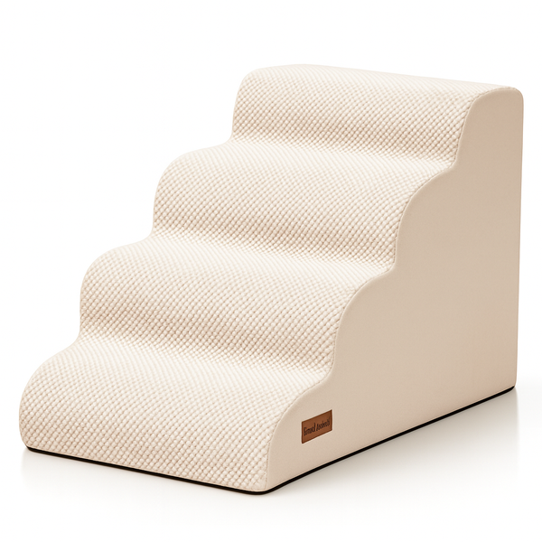 4-Step Pet Stair for Small Dogs &amp; Cats with Washable Cover (Beige)