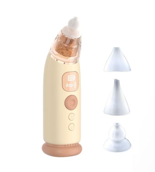 Baby Nasal Aspirator Electric Suction Nose Cleaner Soft Silicone Tips Brown