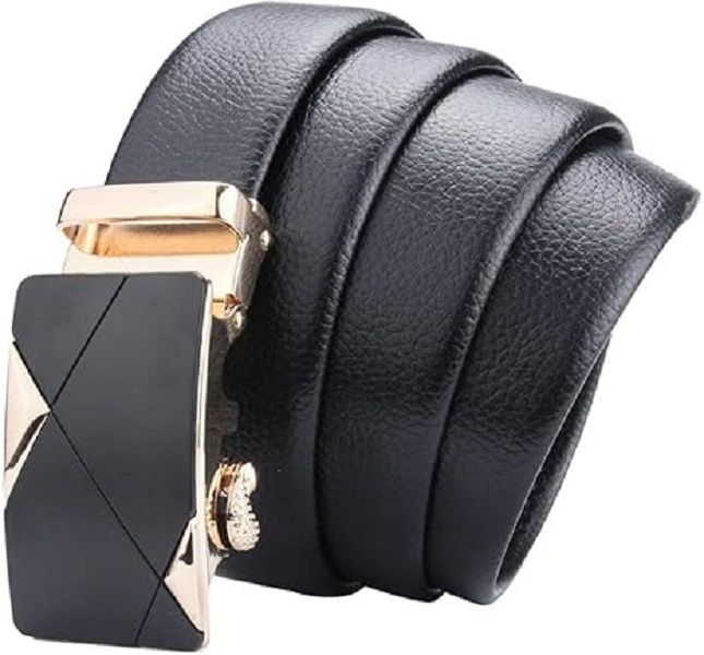 Mens Dress Leather Belt Automatic Alloy Buckle Ratchet Belt Sliding Casual