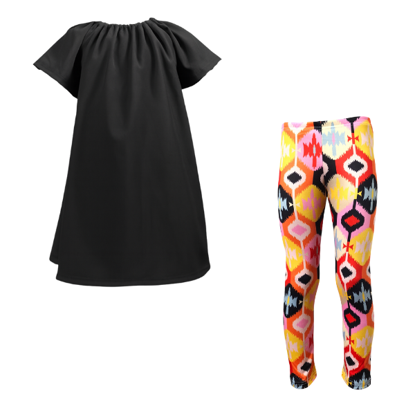 Baby/Toddler/Kids-Gathered Peasant Neck-Top &amp; Capri Legging-B- Ikat pink