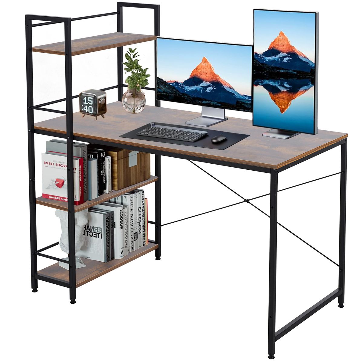 Work Desk Office Study Desk Computer Workstation Gaming Table with Shelves