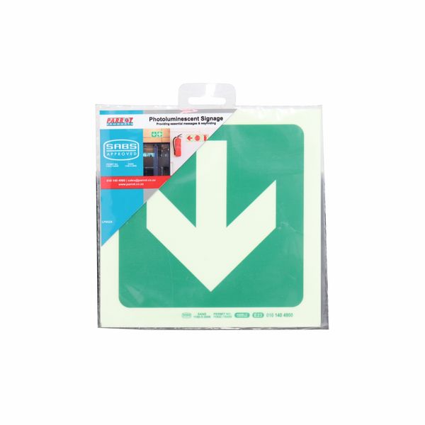 Parrot Products Photoluminescent E23 Safety Sign (Arrow Down)