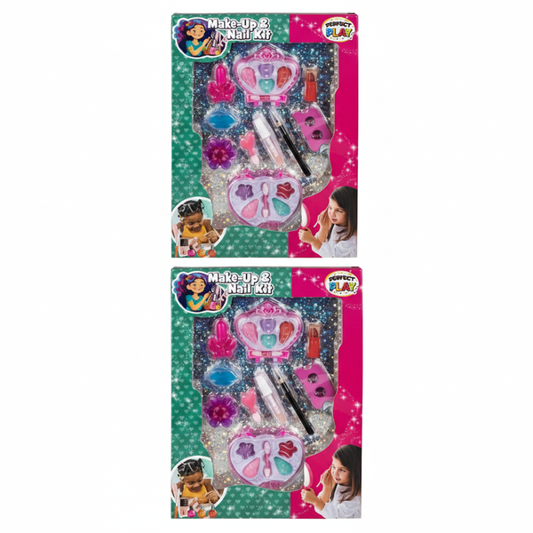 Perfect Play Kids Makeup Set with Lipsticks and Nail Polishes - 2 Pack
