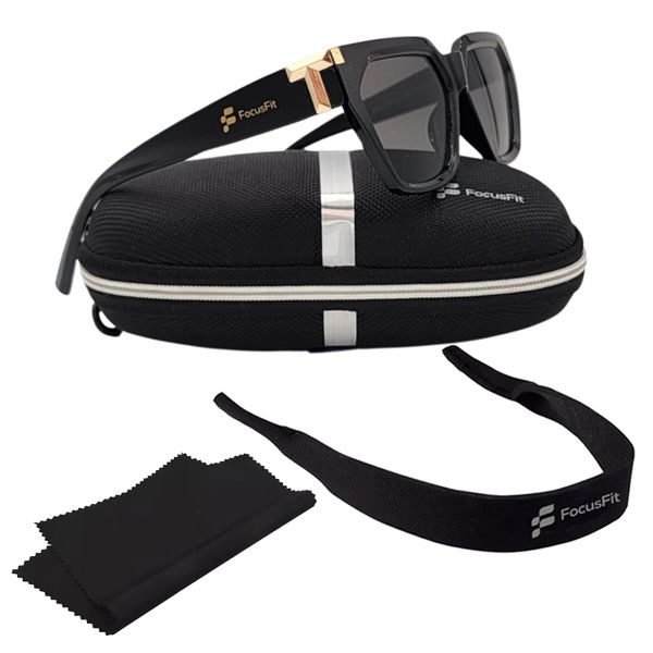 FocusFit Geometric Luxury Sunglasses with UV350 Protection 9214-BL