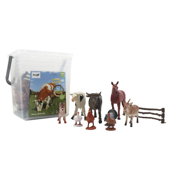 Planet Greenbean Farm Animals Playset Bucket: 45 Pieces