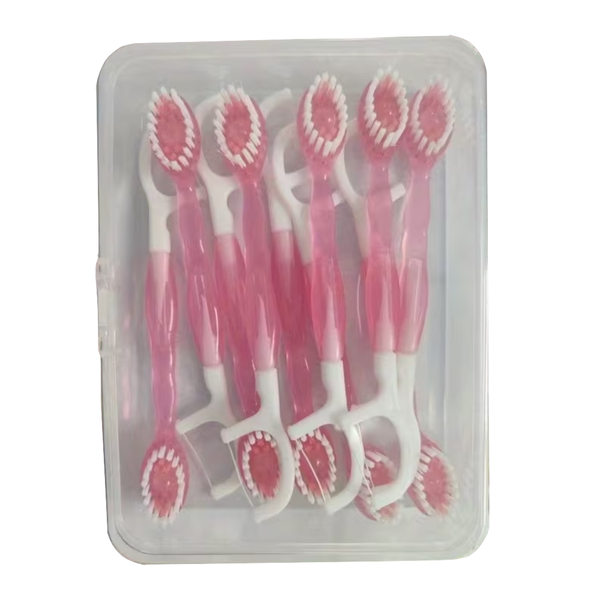 Health Portable 5-in-1 Mini Disposable Toothbrush Floss Pick (11cm) 12pc
