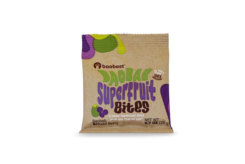 Baobab Superfruit Bites Mixed Berry 20g x 12 - Vegan, Gluten Free