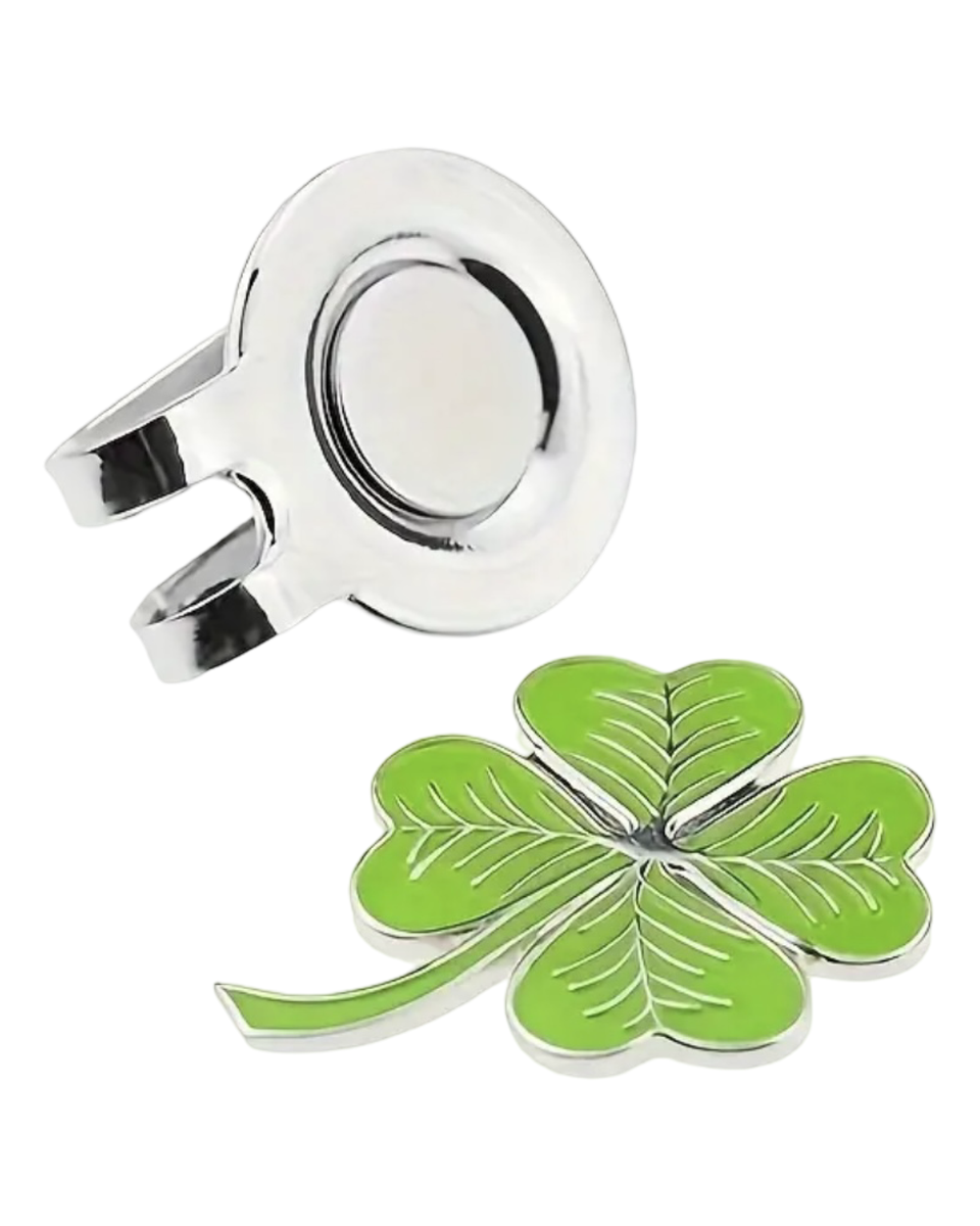 Magnetic Golf Hat Clip with Removable Ball Marker - Four Leaf Clover Green