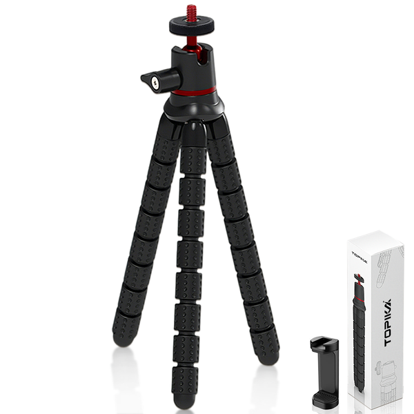 Topika Flexible Octopus Tripod with Phone Holder, 360 Swivel Ball Head