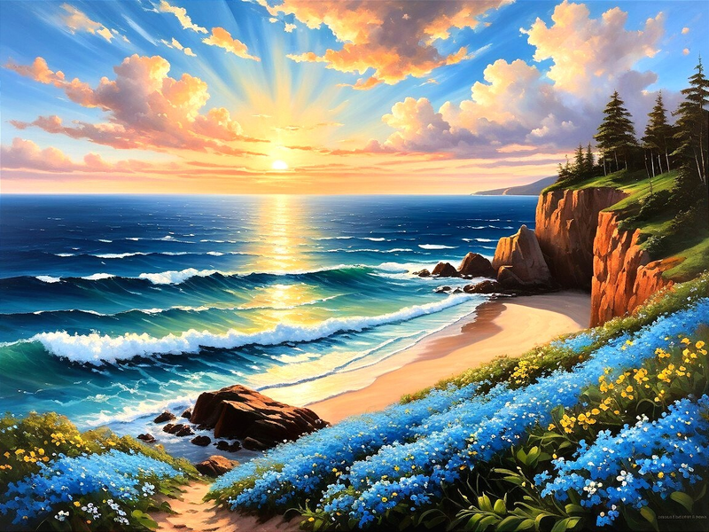 Modern Canvas Wall Art Home Decor - Colourful Oceanline