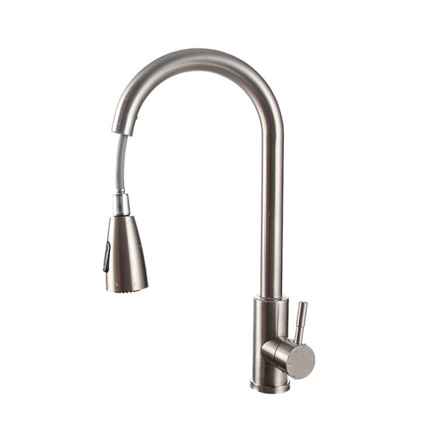 Kitchen Pull-out Faucet Retractable Rotating Faucet (304 Stainless Steel)
