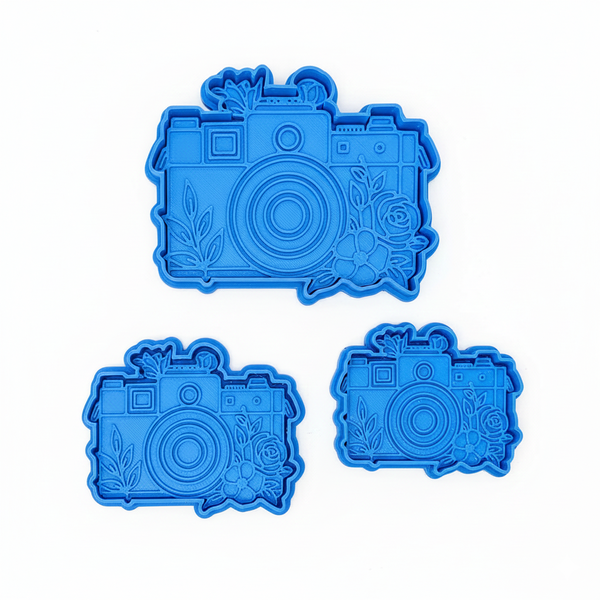 Floral Camera Cookie Cutter &amp; Stamp Set - 3 Piece