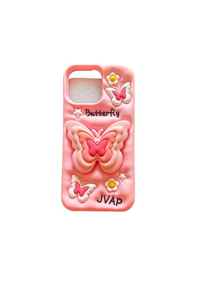Pink Butterfly Cover Case Compatible With Iphone 15 &amp; 16 Pro Max