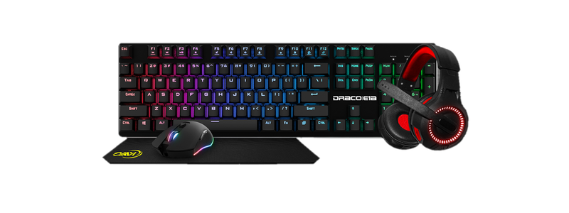 KWG Draco E1A 4 in 1 Gaming Combo Set - RGB Multi Colour Backlit Lighting