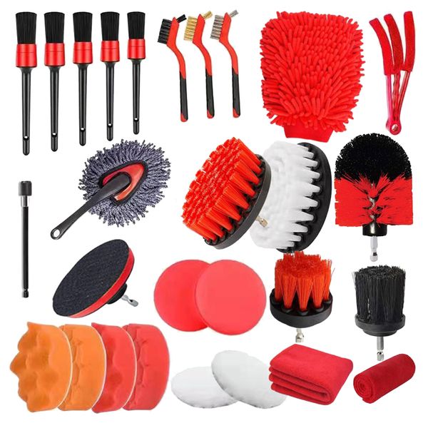 28-In-1 Auto Detailing Brushes Set for Car Interior Exterior Cleaning